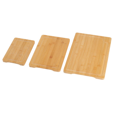 Livingandhome Set of 3 Bamboo Cutting Board with Juice Groove, WZ0121