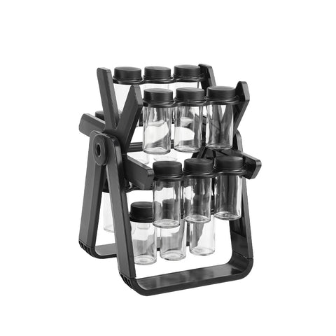 Livingandhome Ferris Wheel Spice Rack with 18 Glass Spice Jars, WM0216