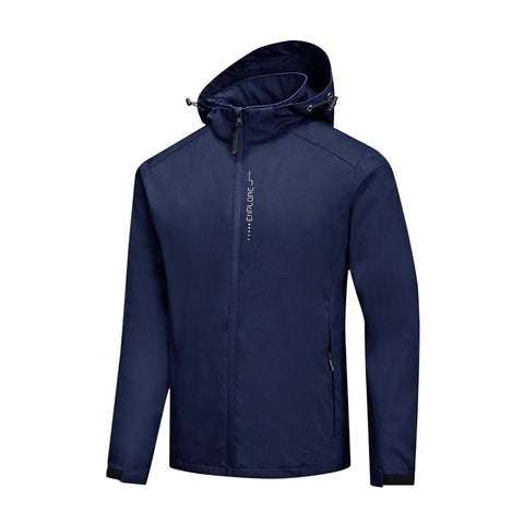 XXL-size Dark Blue Waterproof Softshell Jacket with Hood, WO0516 (Ver.2)