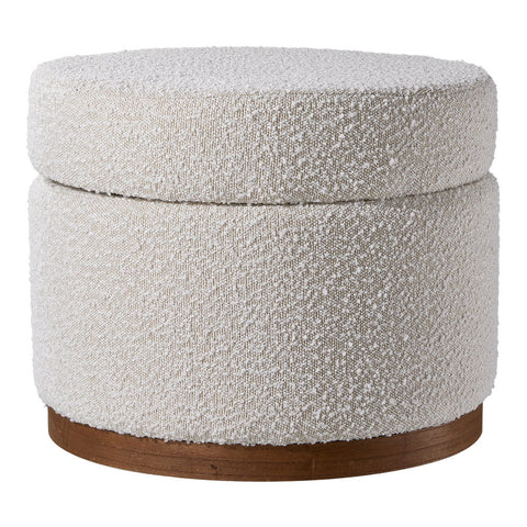 53x53x42cm Round Off-white Ottoman Storage Stool Seat, ZH1674(Ver.2)