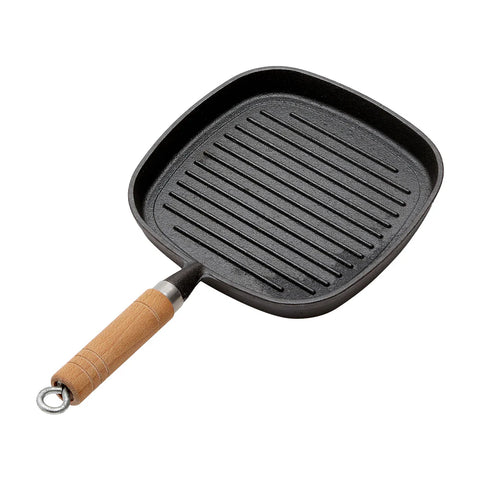 Square Cast Iron Grill Pan with Wood Handle, WB0125(Ver.2)