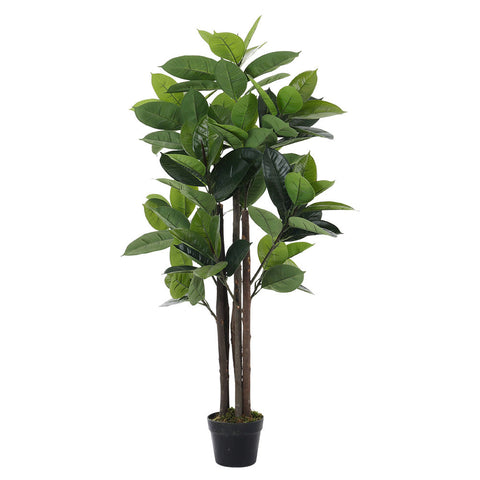 Livingandhome Rubber Tree in Black Planter Tall Fake Plant Decor, PM0924