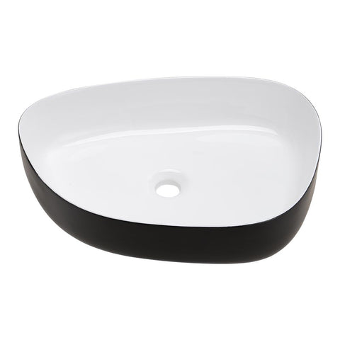 Livingandhome Irregular Ceramic Countertop Basin Black and White, DM0426