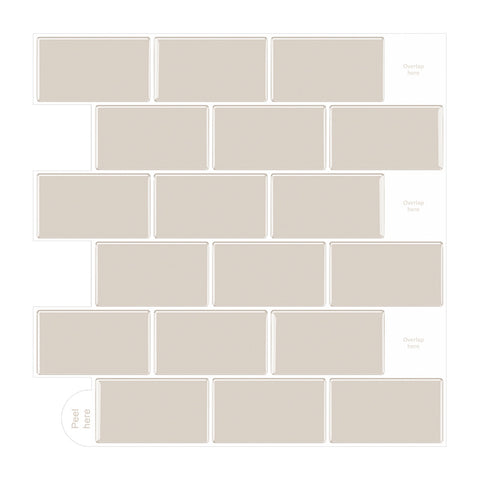 10Pcs Peel and Stick 1.2mm Backsplash Tiles, SW0905 (Ver. 2)