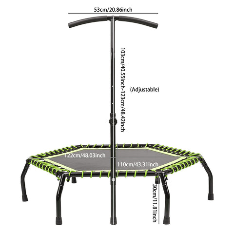 48in Bungee Cords Hexagonal Trampoline with Adjustable T-Bar Handle, DM0889