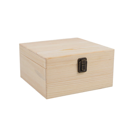 Wooden Storage Box with Hinged Lid and Lock Clasp, CT0233