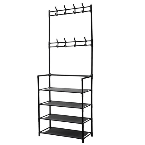 Lifeideas Entryway 4 Tier Shoe Rack with Coat Hanger, SC1924