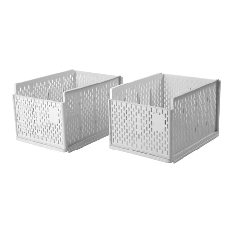 2Pcs Plastic Stackable Clothes Storage Basket Drawer Organizer, CD0575