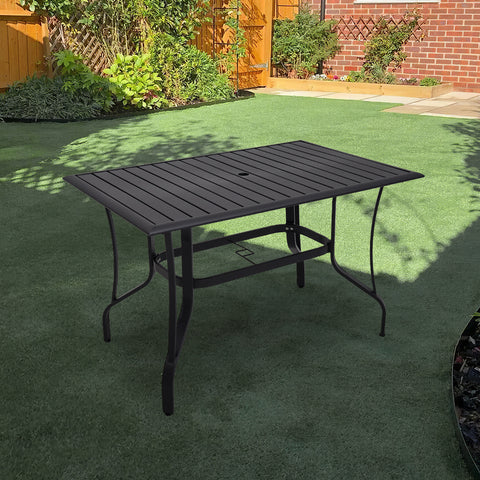 Garden Metal Slatted Coffee Table with Six Foldable Chairs,LG1381LG0541LG0542