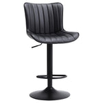 Livingandhome Set of 2 Gas Lift Faux Leather Bar Stool Black, ZH1226