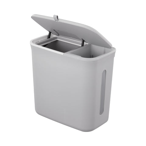 6.5L/5.5L Hanging Over Cabinet Door Dry Wet Separation Kitchen Trash Bin with Lid in Grey, KT0110