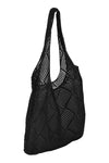 Black Knitted Shoulder Bag Hollow Tote Bag Handbag, WO0213