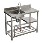 Bathroomdeco Stainless Steel One Compartment Sink with Shelves, AI1366