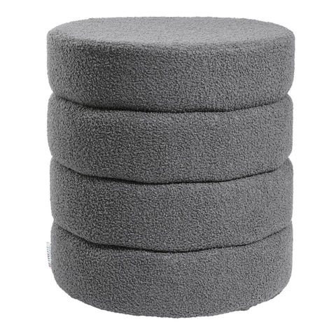 Livingandhome Round Channel Upholstered Ottoman, FA0156