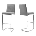 Livingandhome 2 Pcs Grey PU Bar Stools with Backrest, ZH1512