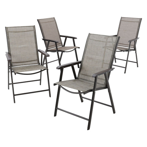 Four Fabric Foldable Chairs and Glass Garden Table,LG0794LG0788