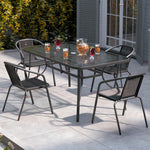 Outdoor Tempered Glass Coffee Table with Two Rattan Chairs,LG0540LG0791