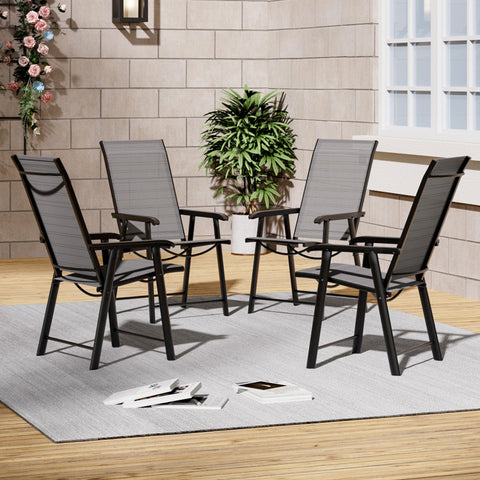 Four Fabric Foldable Chairs with Small Round Garden Table,LG0542LG0787