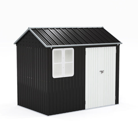 8.3 x 5.4ft Metal Apex Roof Garden Shed Outdoor Storage House, PM1649PM1650(Ver.2)