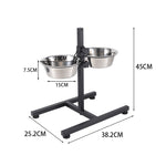 Height Adjustable Stainless Steel Double-bowl Pet Feeder, CT0696 (Ver.2)