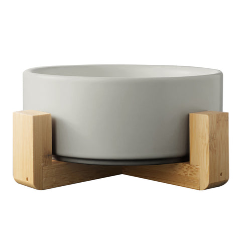 Single Ceramic Bowl Pet feeder with Wooden Stand, CW0054(Ver.2)