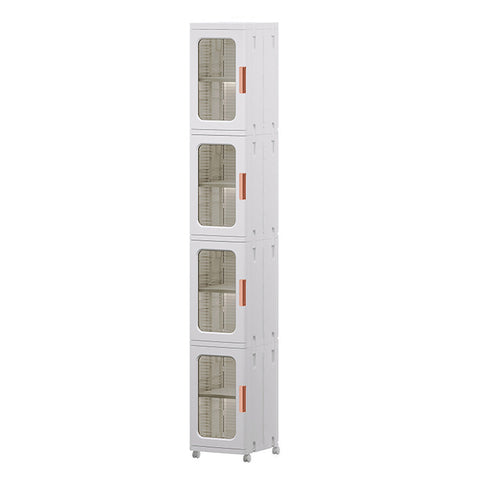 4-Tier Tall Narrow Storage Organizer with Doors and Wheels, LY0186 (Ver.2)