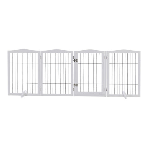 Livingandhome White 4-Panel Wooden Folding Pet Playpen, FI0557