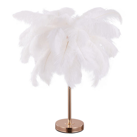 G4 Modern White Feather Lampshade Table Lamp Fixtures Decor - Warm Light, SW0913 (Ver.2)