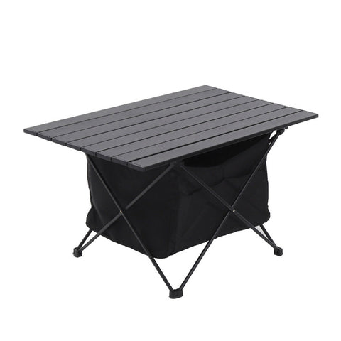 Livingandhome Aluminum Ptotable Roll-Top Camp Table with Storage Basket, CT0832