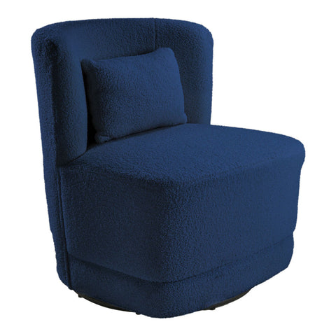 Livingandhome Teddy Fur Upholstered Swivel Barrel Chair with Pillow, FA0404