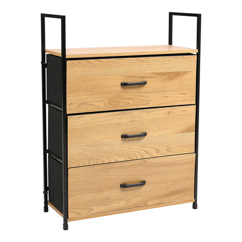 H&O Direct Freestanding 3-Drawer Wood and Fabric Storage Cabinet, XY0221