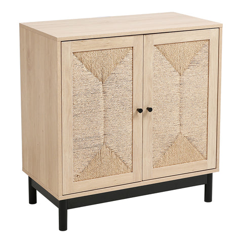 Livingandhome Rustic Wooden Sideboard with Woven Doors, JM2204