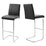 Livingandhome 2 Pcs Black PU Bar Stools with Backrest, ZH1514