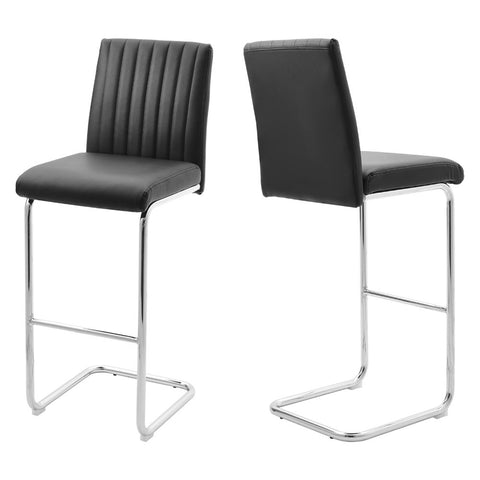 Livingandhome 2 Pcs Black PU Bar Stools with Backrest, ZH1514