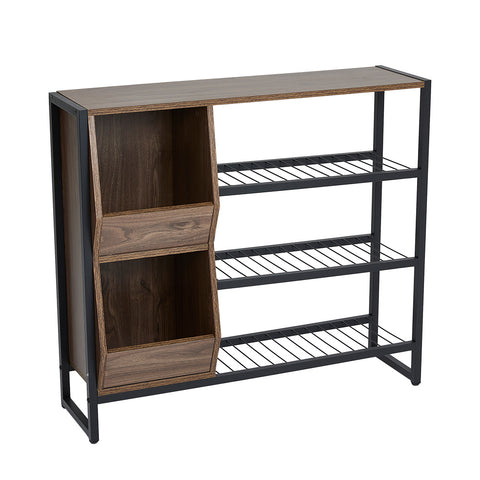 H&O Direct Modern Walnut 3 Tier Shoe Organizer Shelf,  XY0245