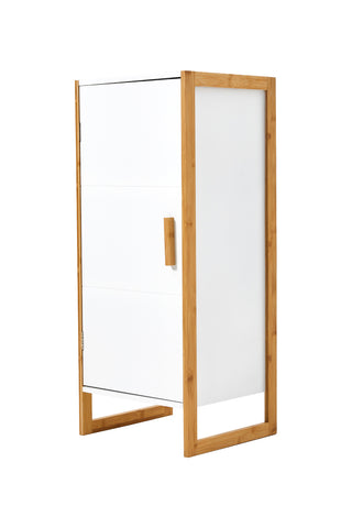 Single-door Freestanding Bamboo Frame MDF Bathroom Cabinet, FI0872(Ver.2)