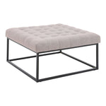 Livingandhome Square Linen Footstool with Metal Frame, ZH1335