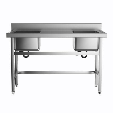 Commercial Kitchen Sink 2 Compartment Stainless Steel with Left Drainboard, AI0152