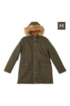 M Army Green Winter Casual Zip-up Coat Jacket with Faux Fur Hood, WO0177(Ver.2)