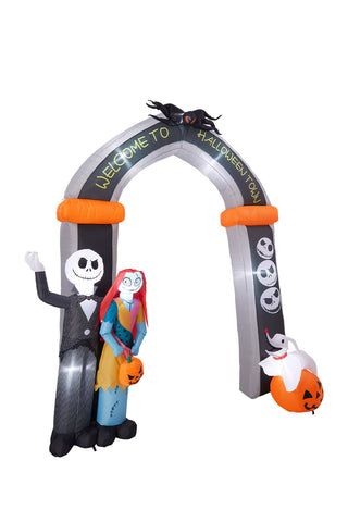 10ft Halloween Jack Skellington and Sally Welcoming Archway Inflatable with Build-In LED, SW0868(Ver.2)