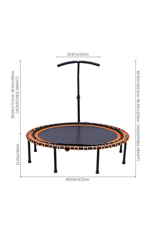 48in Bungee Cords Foldable Round Trampoline with Adjustable T-Handle Bar, DM0903