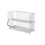 Livingandhome 2-tier Stainless Steel Kitchen Storage Rack with Drain Board for Vegetable and Dish. WH1096