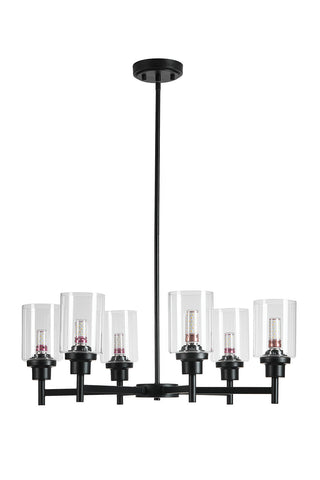 Black 6-Light Pendant Light with Glass Lampshade, LG1393 (Ver.2)