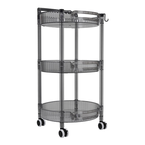 3-Tier Multifunction Floor-standing Plastic Round Storage Cart Organizer Rack, KT0144 (Ver.2)