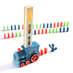 Blue Creative Automatic Domino Laying Train Toy with Light for Children, SI0133