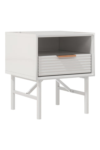 White Striped Wooden Nightstand, ZH1608