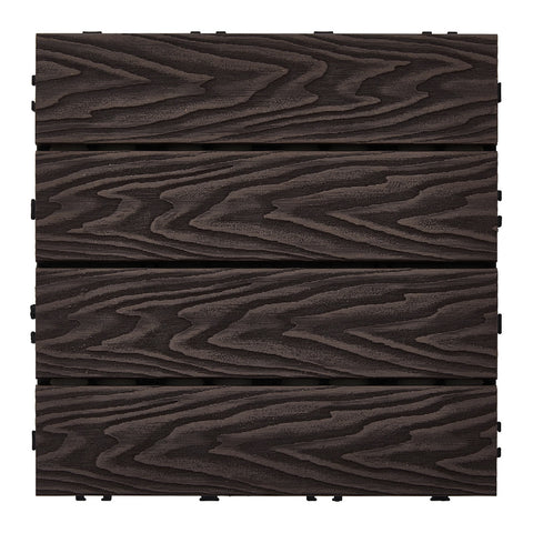 11Pcs Wood Grain Interlocking Deck Tiles Set, LG1484 (Ver.2)