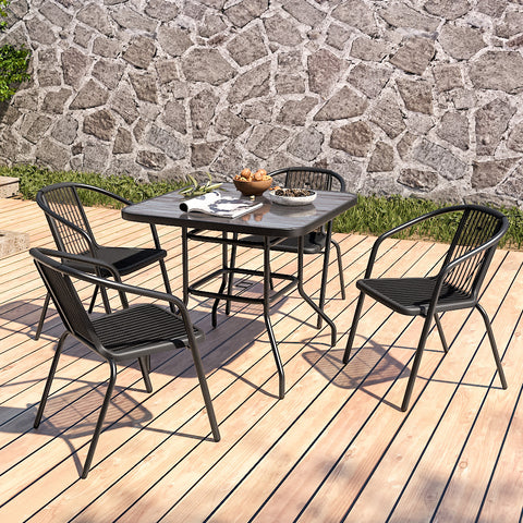 Garden Coffee Table with Set of 4 PE Rattan Chairs, LG1259LG0792