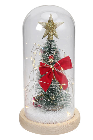 Livingandhome LED Glass Dome Christmas Tree Tabletop Decoration, WF0111