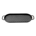 Black Oval Cast Iron Grill Pan with Handles, WB0142